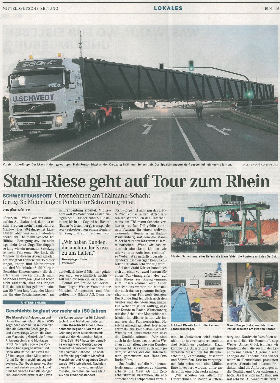 Stahlriese geht auf Tour zum Rhein
